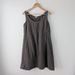 Eileen Fisher 100% Linen Tank Mini Dress Gray Purple Brown Mauve Size Small